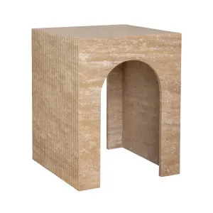 Rene Side Table in Travertine - Beige by Urban Road, a Side Table for sale on Style Sourcebook