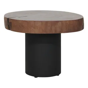 Roti Round Side Table 50cm in Suar Brown / Black Metal by OzDesignFurniture, a Bedside Tables for sale on Style Sourcebook