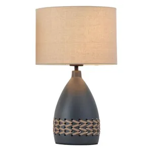 Piper Iron & Leather Base Table Lamp, Grey by Lumi Lex, a Table & Bedside Lamps for sale on Style Sourcebook