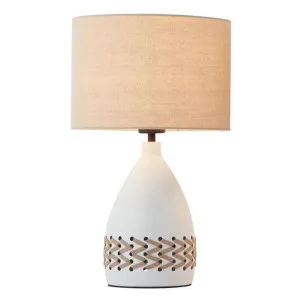 Piper Iron & Leather Base Table Lamp, White by Lexi Lighting, a Table & Bedside Lamps for sale on Style Sourcebook