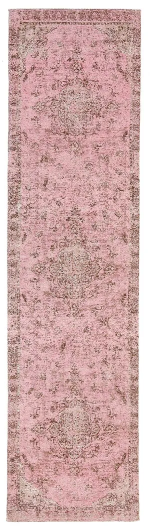 Sahara Turkish Style Pink Distressed Medallion Runner Rug by Miss Amara, a Persian Rugs for sale on Style Sourcebook