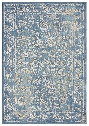 Sadira Blue And Beige Transitional Floral Motif Rug by Miss Amara, a Persian Rugs for sale on Style Sourcebook