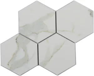 Euromarmo Calacatta Gold Hex Polished Mosaic Tile by Beaumont Tiles, a Mosaic Tiles for sale on Style Sourcebook