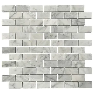 Grace Carrara Brickbond  Interlock (Pkt 4) Honed by Beaumont Tiles, a Mosaic Tiles for sale on Style Sourcebook