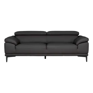 Monroe 3 Seater Sofa in Linea Leather Charcoal by OzDesignFurniture, a Sofas for sale on Style Sourcebook