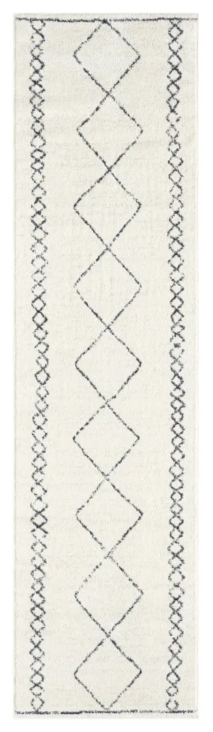 Tamira Grey and Ivory Diamond Tribal Runner Rug by Miss Amara, a Persian Rugs for sale on Style Sourcebook