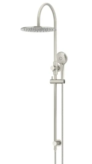 MEIR BRUSHED NICKEL ROUND GOOSENECK SHOWER SET WITH 300MM ROSE, THREE-FUNCTION HAND SHOWER by Meir, a Shower Heads & Mixers for sale on Style Sourcebook