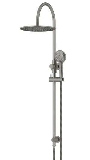 MEIR SHADOW GUNMETAL ROUND GOOSENECK SHOWER SET WITH 300MM ROSE, THREE-FUNCTION HAND SHOWER by Meir, a Shower Heads & Mixers for sale on Style Sourcebook