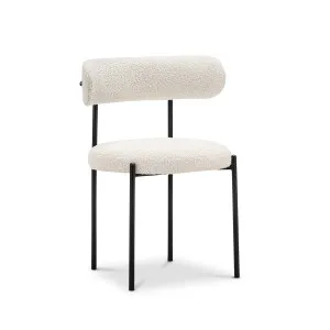 Ines Set of 2 Boucle Dining Chair, Cream & Black by L3 Home, a Dining Chairs for sale on Style Sourcebook