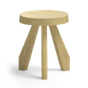 Bel Round Solid Oak Table Stool, Natural by L3 Home, a Side Table for sale on Style Sourcebook