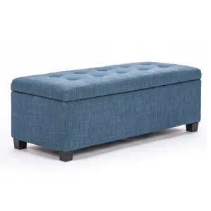 La Bella 102cm Dark Blue Fabric Toy Chest Bench - Spacious Kids Storage Solution by Kid Topia, a Kids Storage & Toy Boxes for sale on Style Sourcebook