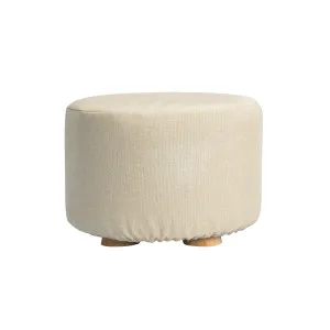La Bella Beige Fabric Ottoman Round Wooden Leg Foot Stool by Kid Topia, a Kids Storage & Toy Boxes for sale on Style Sourcebook
