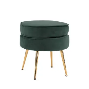 La Bella Green Round Ottoman Foot Stool Velvet Fabric Metal Leg by Kid Topia, a Kids Storage & Toy Boxes for sale on Style Sourcebook