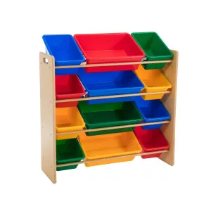 Kids Organiser Shelf Storage Rack for Toys - 12 Multicoloured Bins by Kid Topia, a Kids Storage & Toy Boxes for sale on Style Sourcebook