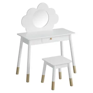 Keezi Kids Vanity Makeup Dressing Table Chair Set Wooden Mirror Drawer White by Kid Topia, a Kids Chairs & Tables for sale on Style Sourcebook