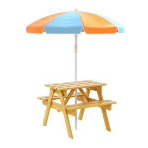 Keezi Kids Outdoor Table and Chairs Picnic Bench Seat Umbrella Children Wooden by Kid Topia, a Kids Chairs & Tables for sale on Style Sourcebook