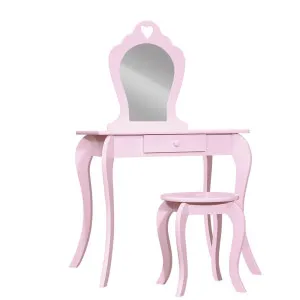 Keezi Pink Kids Vanity Dressing Table Stool Set Mirror Princess Children Makeup by Kid Topia, a Kids Play Furniture for sale on Style Sourcebook