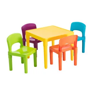Kids Plastic 5-Piece Table & 4 Chairs Set (Multicoloured) by Kid Topia, a Kids Chairs & Tables for sale on Style Sourcebook