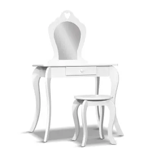 Keezi White Kids Vanity Dressing Table Stool Set Mirror Princess Children Makeup by Kid Topia, a Kids Play Furniture for sale on Style Sourcebook