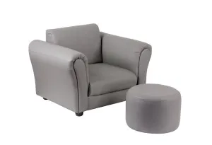 Stylish Kids' Grey Couch Sofa Chair with Matching Footstool - Durable PU Leather by Kid Topia, a Kids Chairs & Tables for sale on Style Sourcebook