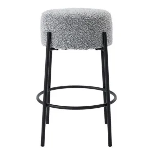 Amara Boucle Fabric & Steel Round Counter Stool, Mixed Grey / Black by L&I Home, a Bar Stools for sale on Style Sourcebook