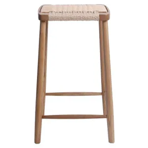 Fitzroy Woven Cord & American Oak Timber Backless Counter Stool, Oak / Beige by L&I Home, a Bar Stools for sale on Style Sourcebook