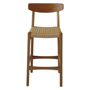 Fitzroy Woven Cord & American Oak Timber Counter Stool, Oak / Beige by L&I Home, a Bar Stools for sale on Style Sourcebook