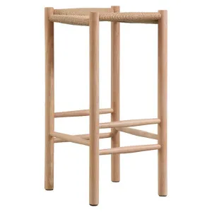 Olsen Woven Cord & Oak Timber Counter Stool, Oak / Beige by L&I Home, a Bar Stools for sale on Style Sourcebook