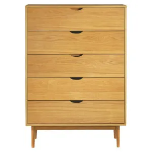 Luna Wooden 5 Drawer Tallboy, Oak by Life Interiors, a Dressers & Chests of Drawers for sale on Style Sourcebook