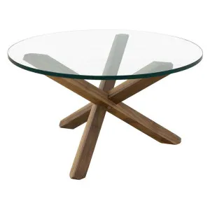 Twix Glass & Timber Round Coffee Table, 75cm, Walnut by L&I Home, a Coffee Table for sale on Style Sourcebook