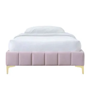 Georgia Velvet Fabric Platform Bed Base, King Single, Blush by L&I Home, a Beds & Bed Frames for sale on Style Sourcebook