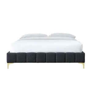 Georgia Boucle Fabric Platform Bed Base, Queen, Charcoal by L&I Home, a Beds & Bed Frames for sale on Style Sourcebook