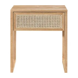 Avalon American White Oak Timber & Rattan Bedside Table, Oak by L&I Home, a Bedside Tables for sale on Style Sourcebook