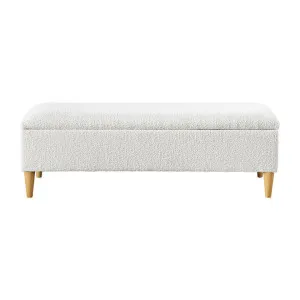 Charlotte Boucle Fabric Storage Ottoman Bench, White by L&I Home, a Ottomans for sale on Style Sourcebook
