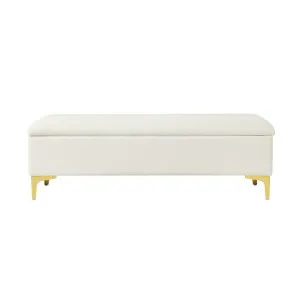 Georgia Fabric Storage Ottoman Bench, Cream by Life Interiors, a Ottomans for sale on Style Sourcebook