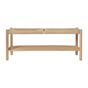 Olsen Woven Cord & Oak Timber Bench, 110cm, Oak / Beige by Life Interiors, a Benches for sale on Style Sourcebook