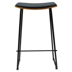 Hendrix Wood & Steel Backless Bar Stool with Fabric Seat Pad, Charcoal / Walnut / Black by L&I Home, a Bar Stools for sale on Style Sourcebook