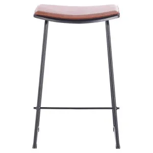 Hendrix Wood & Steel Backless Bar Stool with Leatherette Seat Pad, Tan / Black / Black by L&I Home, a Bar Stools for sale on Style Sourcebook
