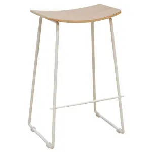 Hendrix Wood & Steel Backless Bar Stool, Oak / White by L&I Home, a Bar Stools for sale on Style Sourcebook