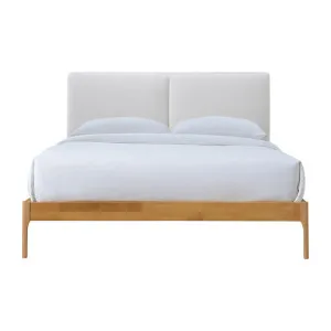 Austen Fabric & Timber Platform Bed, Double, Cream / Oak by Life Interiors, a Beds & Bed Frames for sale on Style Sourcebook