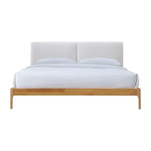 Austen Fabric & Timber Platform Bed, King, Cream / Oak by L&I Home, a Beds & Bed Frames for sale on Style Sourcebook