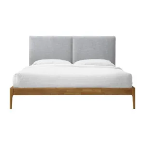 Austen Fabric & Timber Platform Bed, King, Light Grey / Oak by L&I Home, a Beds & Bed Frames for sale on Style Sourcebook