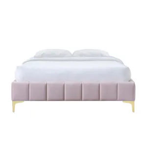 Georgia Velvet Fabric Platform Bed Base, Double, Blush by L&I Home, a Beds & Bed Frames for sale on Style Sourcebook