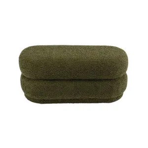 Astrid Teddy Fabric Oval Ottoman, Olive by L&I Home, a Ottomans for sale on Style Sourcebook