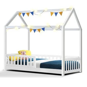 Artiss Bed Frame Wooden Kids House Frame White ROCK by Kid Topia, a Kids Beds & Bunks for sale on Style Sourcebook