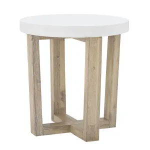 Nova Side Table Acacia and White Concrete by James Lane, a Side Table for sale on Style Sourcebook