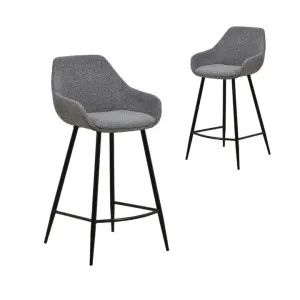 Set of 2 - Cody 68cm Fabric Bar Stool - Spec Charcoal by Interior Secrets - AfterPay Available by Interior Secrets, a Bar Stools for sale on Style Sourcebook
