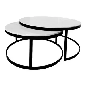 Maddison 2 Piece Marble & Iron Round Nested Coffee Table Set, 100/87cm by Tantora, a Coffee Table for sale on Style Sourcebook
