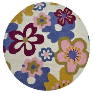Daisy Handwoven Kids Wool Round Rug, 100cm by Rug Club, a Kids Rugs for sale on Style Sourcebook