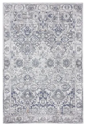 Lorna Grey Blue and Ivory Transitional Distressed Motif Rug by Miss Amara, a Persian Rugs for sale on Style Sourcebook